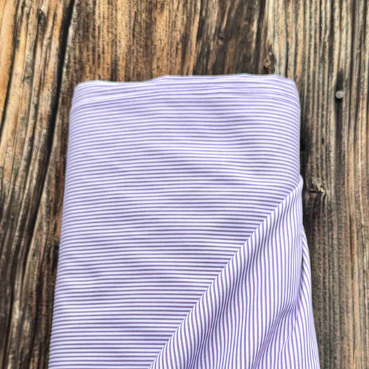 Tissu Satin de coton rayé violet et blanc