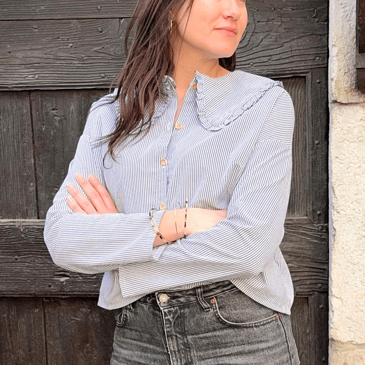 Coffret - La chemise “En balade” en seersucker rayée - FEMME