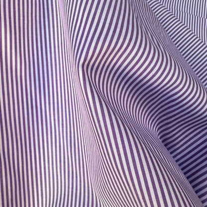 Tissu Satin de coton rayé violet et blanc