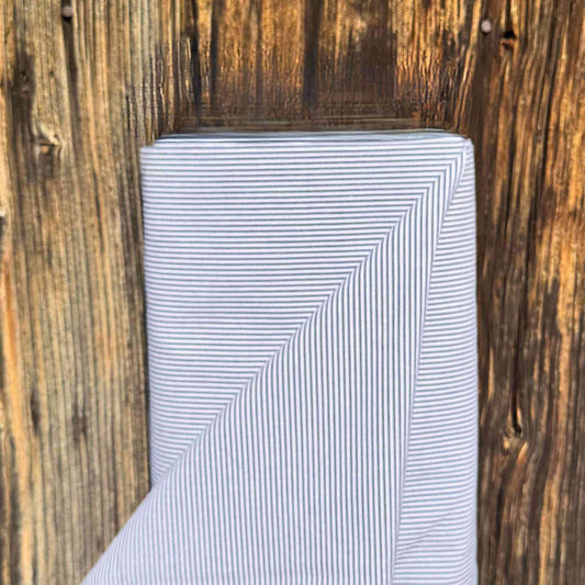 Tissu Seersucker de coton rayé bleu et blanc