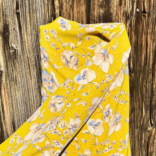 Tissu Viscose fleurie jaune