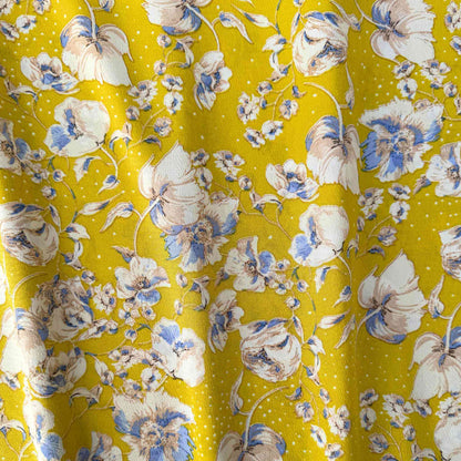 Tissu Viscose fleurie jaune