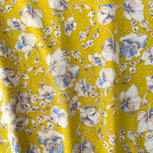 Tissu Viscose fleurie jaune